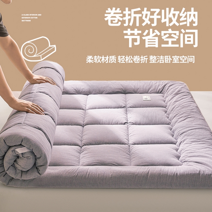 91家纺网 家纺一手货源 找家纺 西域种棉人·千百笠 2025新款A类抗菌里外全棉100%新疆棉花褥子床垫垫被软垫家用棉花被褥铺底 夏洛床垫-灰