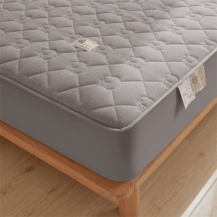 91家纺网 家纺一手货源 找家纺 西域种棉人·千百笠 2025新款A类抗菌里外全棉100%新疆棉花填充夹棉床笠母婴级床笠单件纯色床罩保护罩套全包围 夏洛床笠-灰