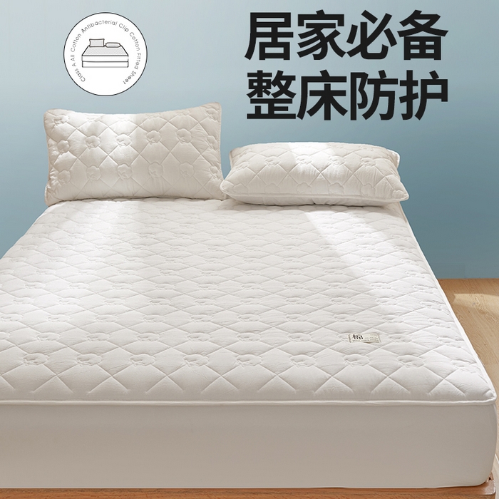 91家纺网 家纺一手货源 找家纺 （总）西域种棉人·千百笠 2025新款A类抗菌里外全棉100%新疆棉花填充夹棉床笠母婴级床笠单件纯色床罩保护罩套全包围