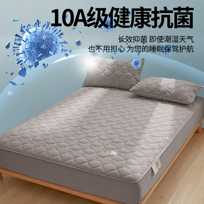 91家纺网 家纺一手货源 找家纺 西域种棉人·千百笠 2025新款A类抗菌里外全棉100%新疆棉花填充夹棉床笠母婴级床笠单件纯色床罩保护罩套全包围 夏洛床笠-灰