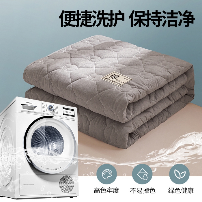 91家纺网 家纺一手货源 找家纺 西域种棉人·千百笠 2025新款A类抗菌里外全棉100%新疆棉花填充夹棉床笠母婴级床笠单件纯色床罩保护罩套全包围 夏洛床笠-灰