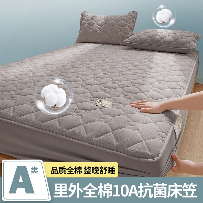 91家纺网 家纺一手货源 找家纺 （总）西域种棉人·千百笠 2025新款A类抗菌里外全棉100%新疆棉花填充夹棉床笠母婴级床笠单件纯色床罩保护罩套全包围