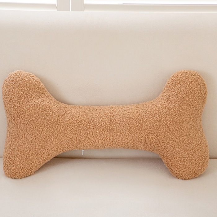 91家纺网 家纺一手货源 找家纺 沐沐家纺 2026新款亲肤舒适泰迪绒骨头抱枕 浅卡其