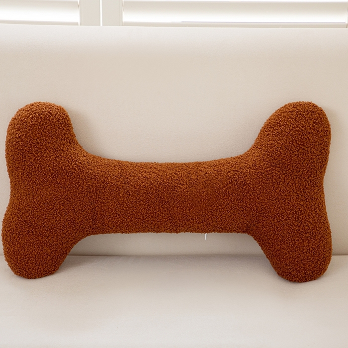 沐沐家纺 2026新款亲肤舒适泰迪绒骨头抱枕 泰迪棕