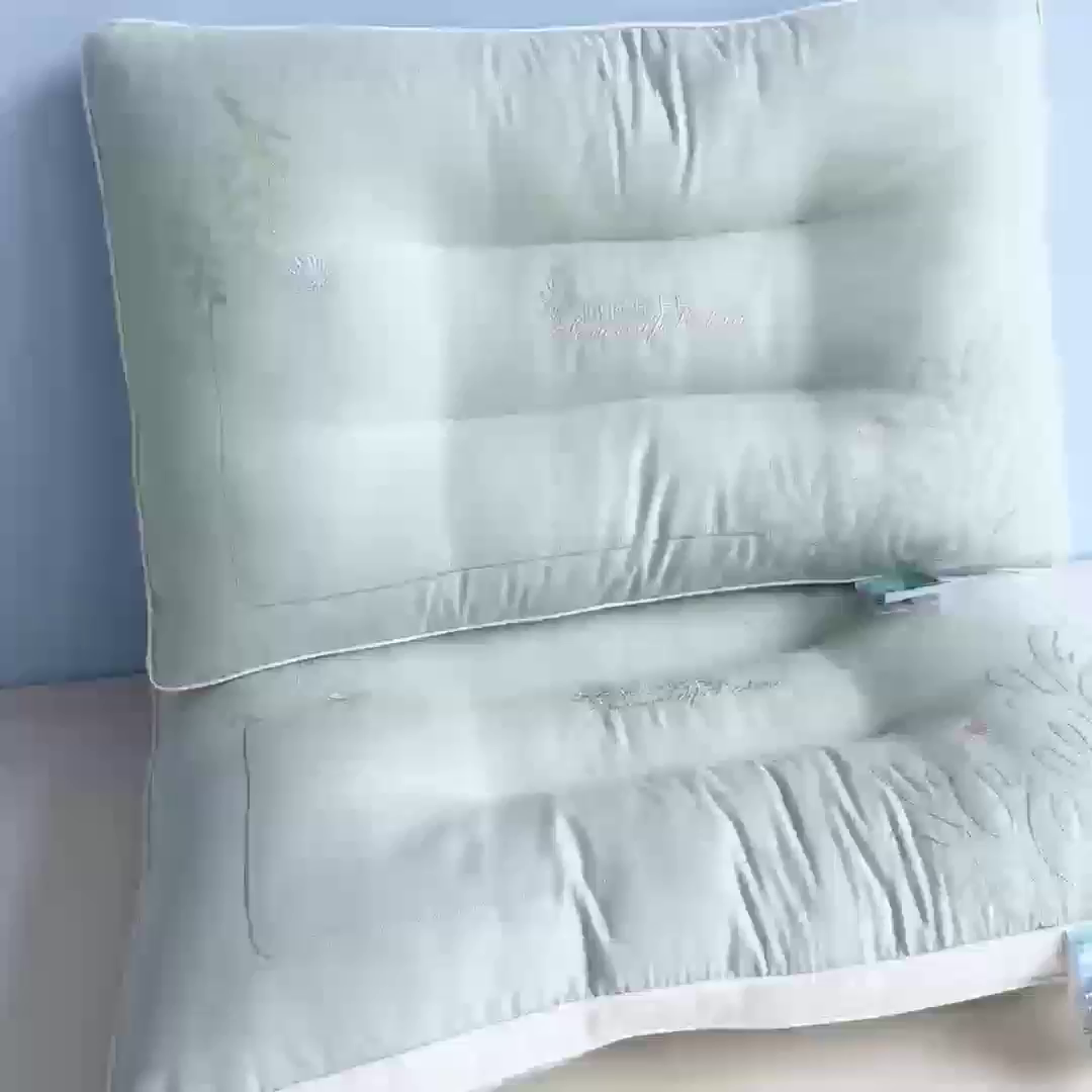 91家纺网 家纺一手货源 找家纺 橘夏家纺 2025新款刺绣款超柔软枕头枕芯家用单个成人护颈椎助深度睡眠枕头枕芯 薄荷绿 48x74cm/只