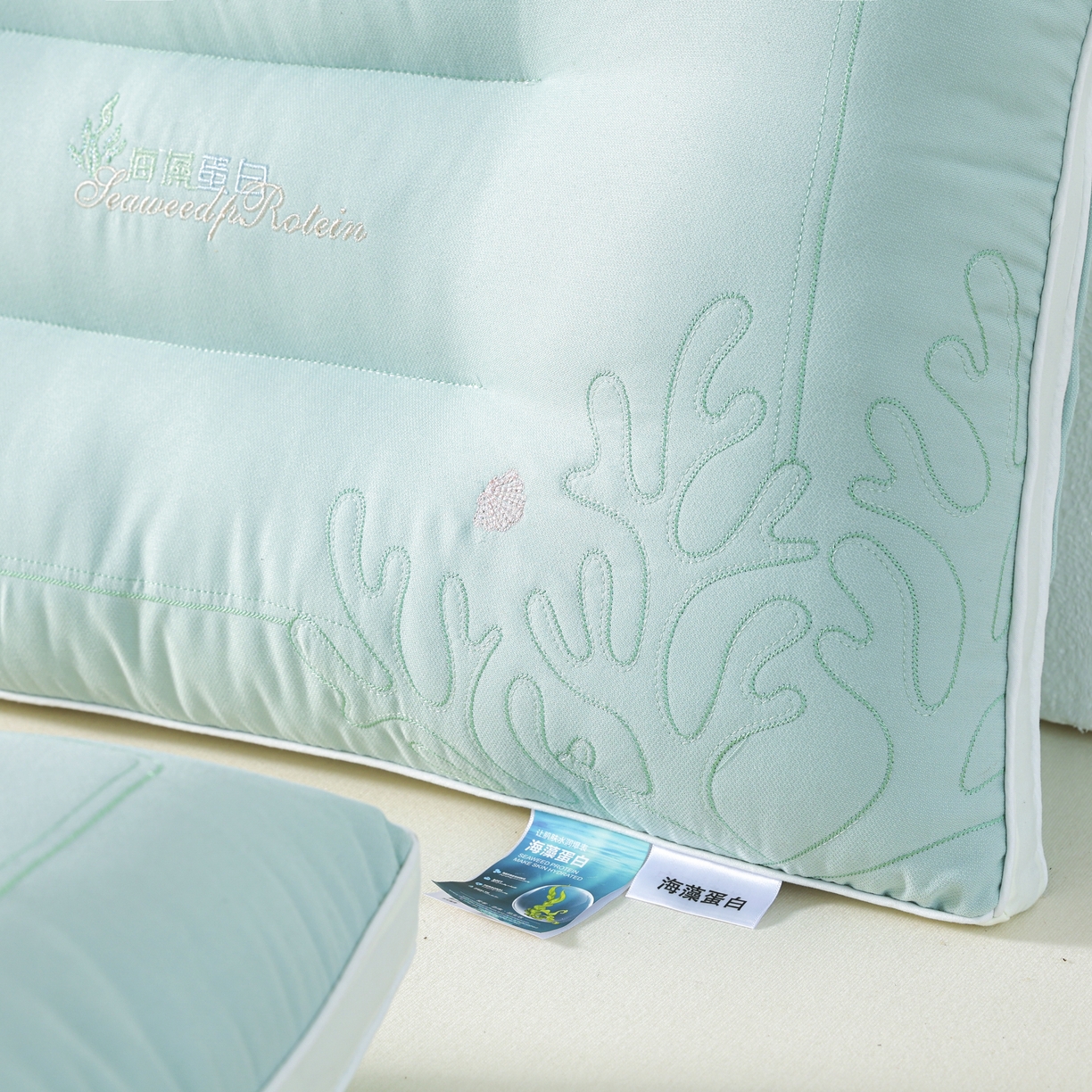 91家纺网 家纺一手货源 找家纺 橘夏家纺 2025新款刺绣款超柔软枕头枕芯家用单个成人护颈椎助深度睡眠枕头枕芯 薄荷绿 48x74cm/只