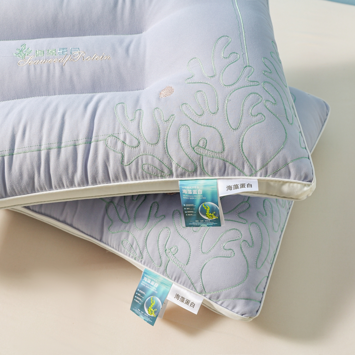 91家纺网 家纺一手货源 找家纺 橘夏家纺 2025新款刺绣款超柔软枕头枕芯家用单个成人护颈椎助深度睡眠枕头枕芯 兰灰 48x74cm/只