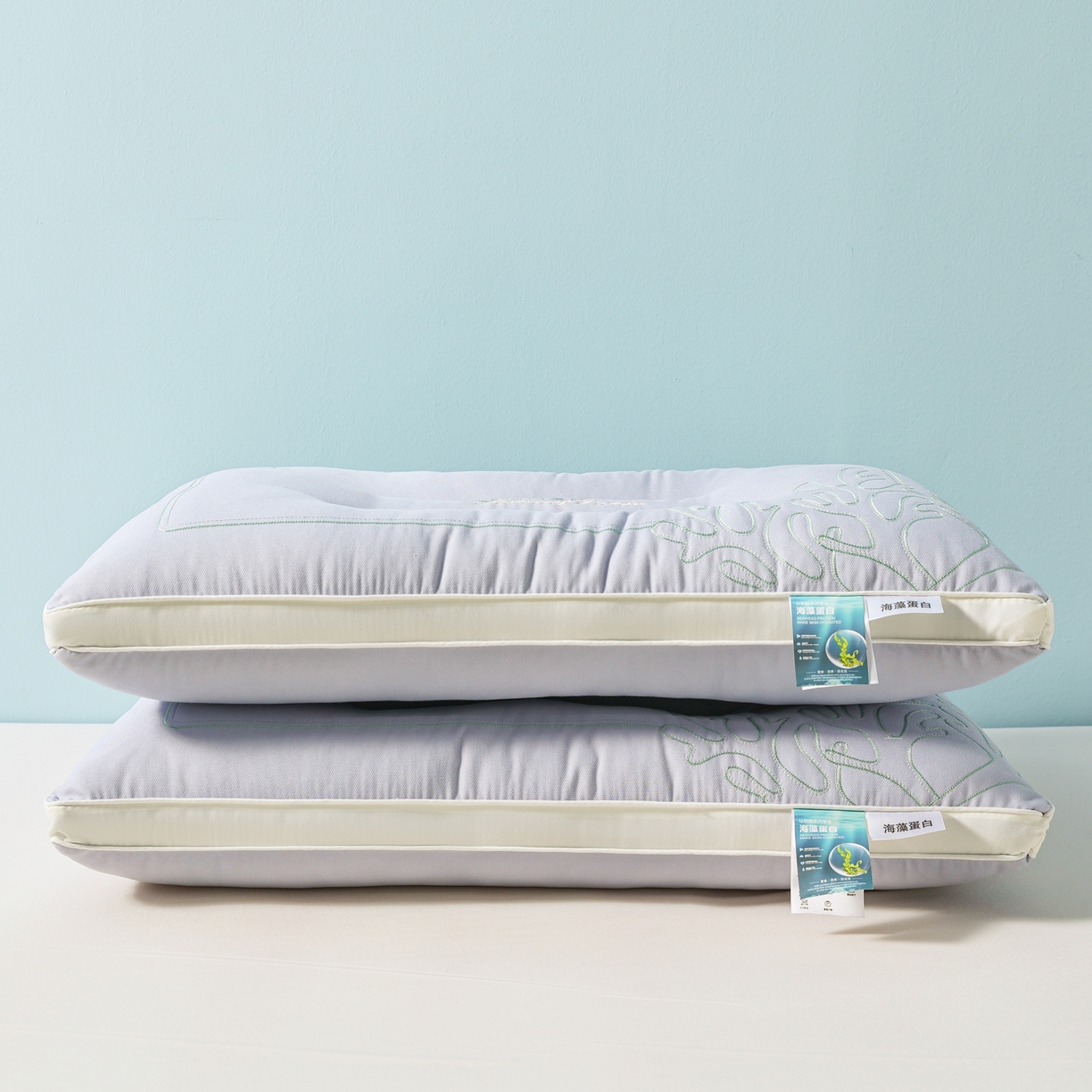 91家纺网 家纺一手货源 找家纺 橘夏家纺 2025新款刺绣款超柔软枕头枕芯家用单个成人护颈椎助深度睡眠枕头枕芯 兰灰 48x74cm/对