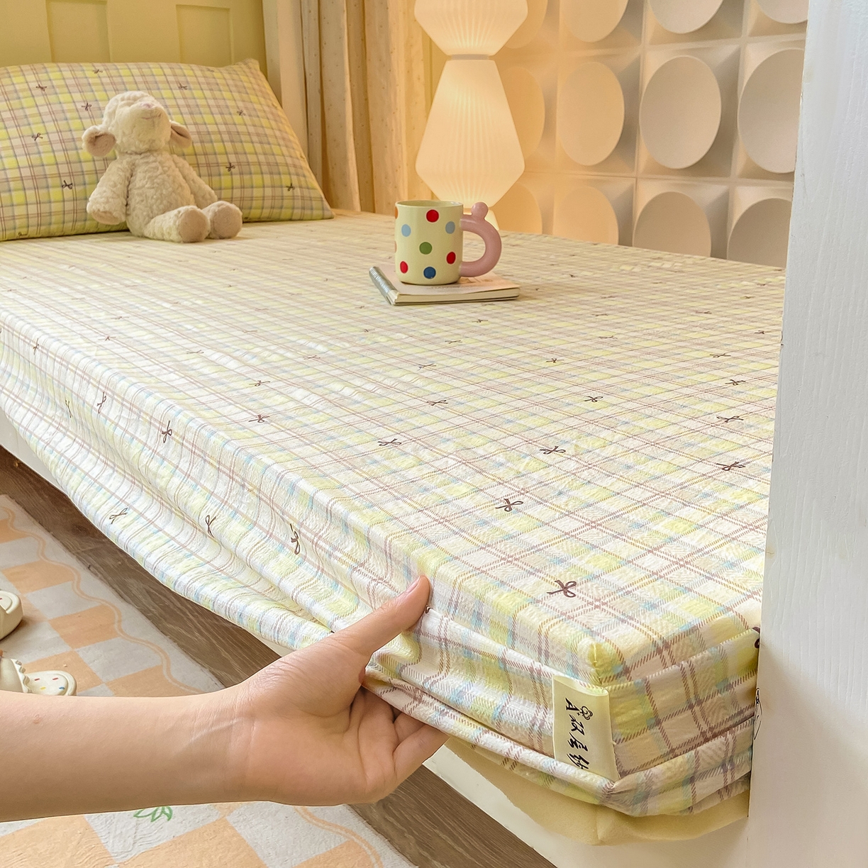 91家纺网 家纺一手货源 找家纺 眠势力 2025新款双层纱学生三件套宿舍上下铺套件ins奶油风云感四件套 格调蝴蝶结