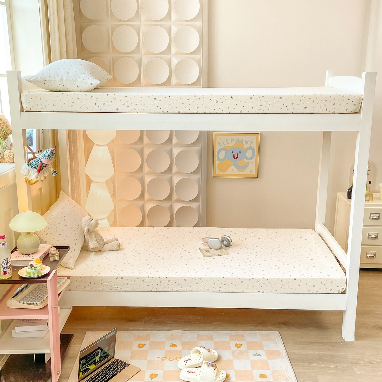 91家纺网 家纺一手货源 找家纺 眠势力 2025新款双层纱学生三件套宿舍上下铺套件ins奶油风云感四件套 小美好