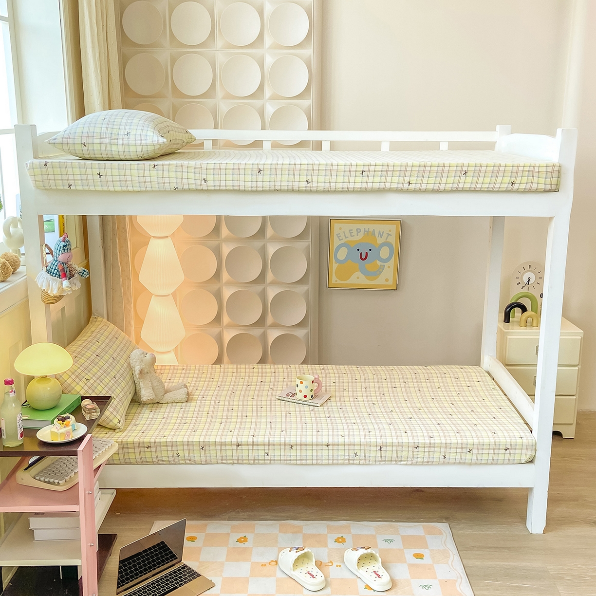 91家纺网 家纺一手货源 找家纺 眠势力 2025新款双层纱学生三件套宿舍上下铺套件ins奶油风云感四件套 格调蝴蝶结