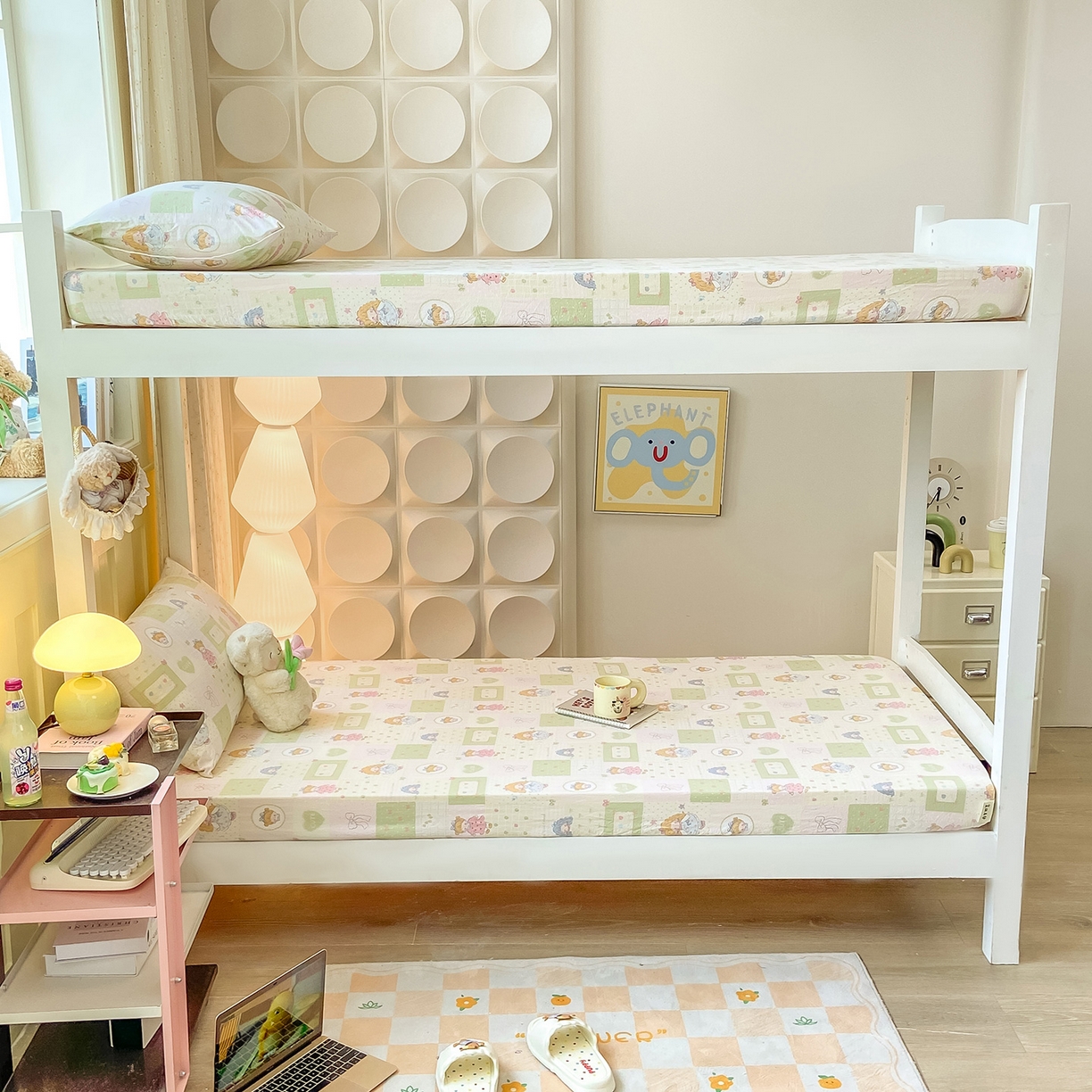 91家纺网 家纺一手货源 找家纺 眠势力 2025新款双层纱学生三件套宿舍上下铺套件ins奶油风云感四件套 小公举