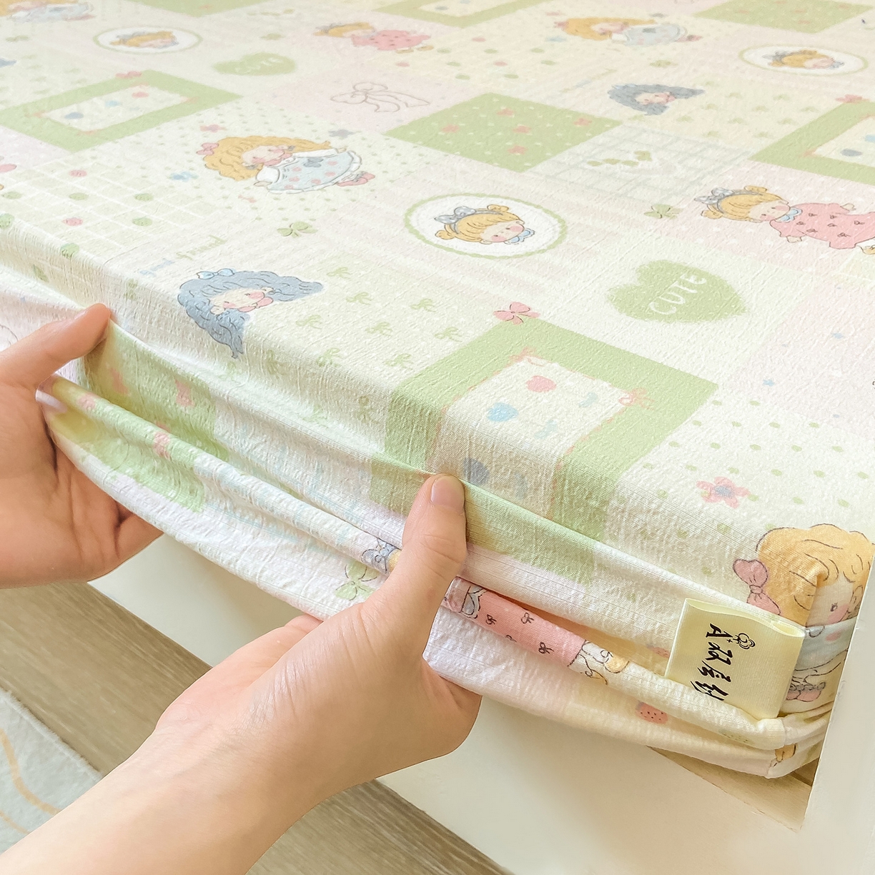 91家纺网 家纺一手货源 找家纺 眠势力 2025新款双层纱学生三件套宿舍上下铺套件ins奶油风云感四件套 小公举