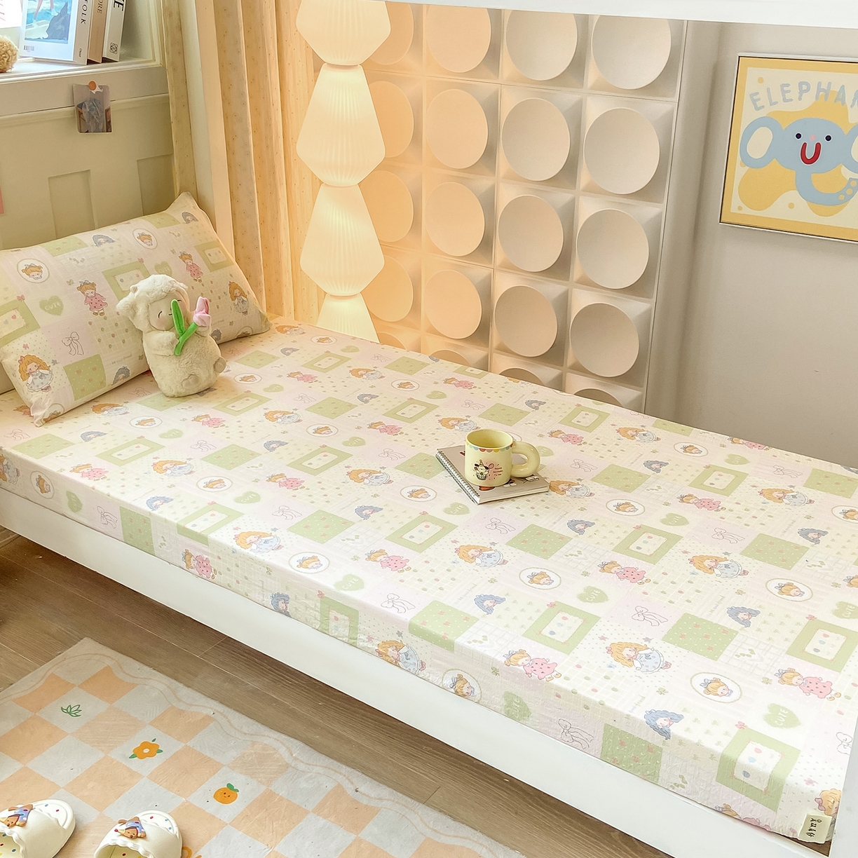 91家纺网 家纺一手货源 找家纺 眠势力 2025新款双层纱学生三件套宿舍上下铺套件ins奶油风云感四件套 小公举