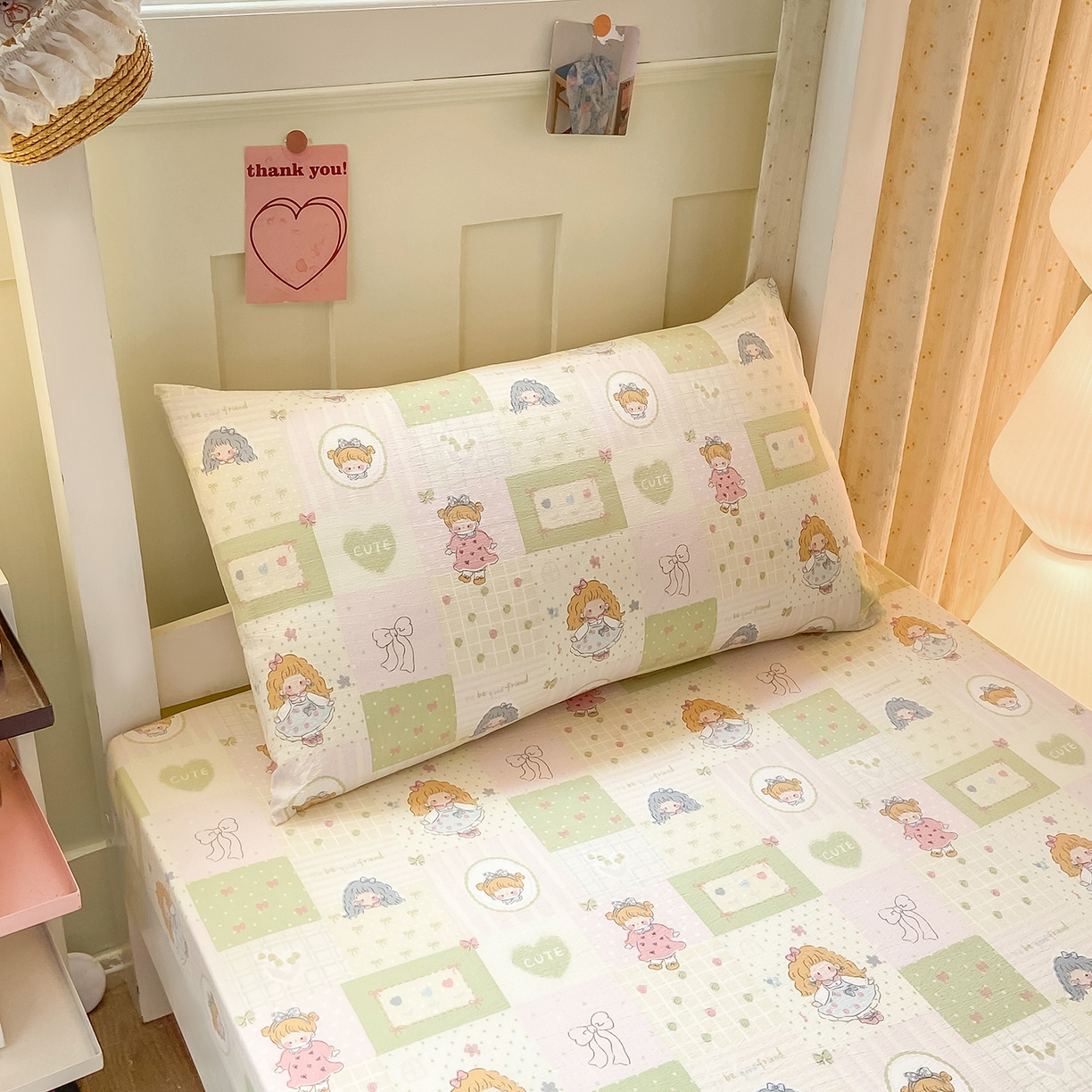 91家纺网 家纺一手货源 找家纺 眠势力 2025新款双层纱学生三件套宿舍上下铺套件ins奶油风云感四件套 小公举