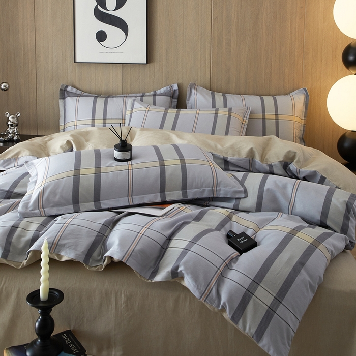 91家纺网 家纺一手货源 找家纺 合纵跨境工厂 2025新款40支纯棉跨境外贸JIT一件代发TEMU亚马逊希音包过核价-全棉印花四件套  简意-咖