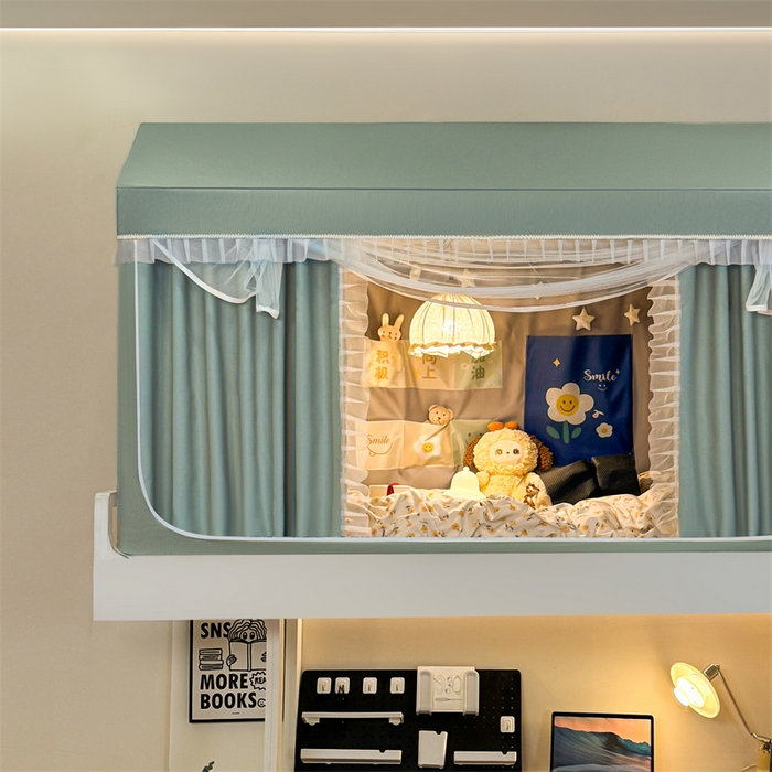 91家纺网 家纺一手货源 找家纺 飞轮海蚊帐 2025新款雪尼尔花边款遮光学生蚊帐-XF-2 XF-2芥末绿