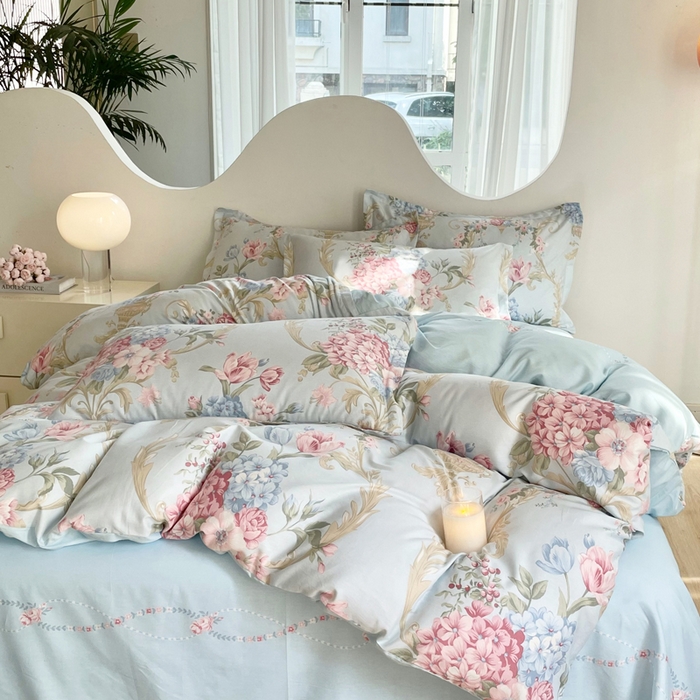 91家纺网 家纺一手货源 找家纺 合纵跨境工厂 2025新款40支纯棉跨境外贸JIT一件代发TEMU亚马逊希音包过核价-全棉印花四件套  罗浮花梦