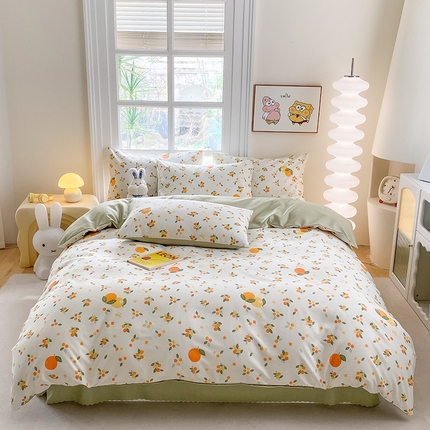 友承家纺 2025新款芦荟棉亲肤四件套 柠檬