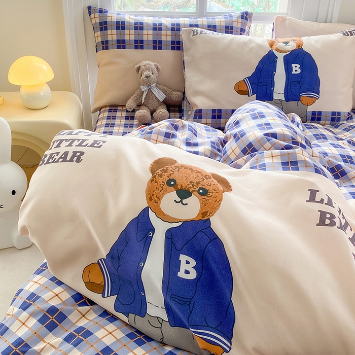 91家纺网 家纺一手货源 找家纺 友承家纺 2025新款芦荟棉亲肤四件套 熊先生