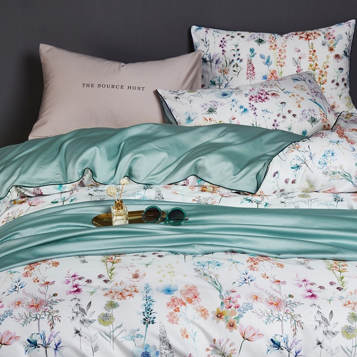 91家纺网 家纺一手货源 找家纺 优然居家纺 2025新款60支数码印花麻绳款四件套 花影佳人