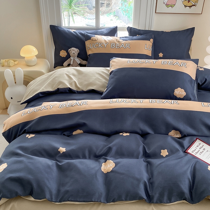 91家纺网 家纺一手货源 找家纺 友承家纺 2025新款芦荟棉亲肤四件套 熊宝