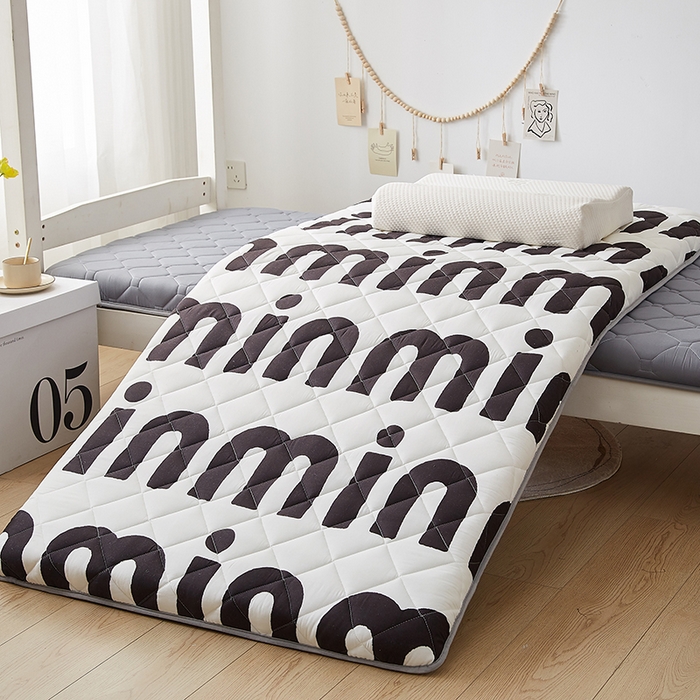 91家纺网 家纺一手货源 找家纺 暖季家纺 2025新款磨毛印花亲肤学生床垫 克里斯丁黑