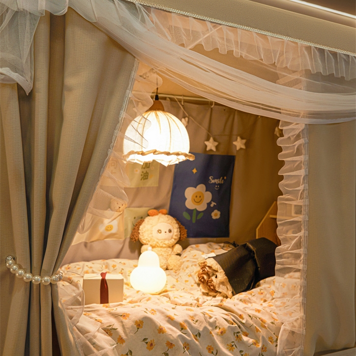 91家纺网 家纺一手货源 找家纺 飞轮海蚊帐 2025新款雪尼尔花边款遮光学生蚊帐-XF-2 XF-2香槟