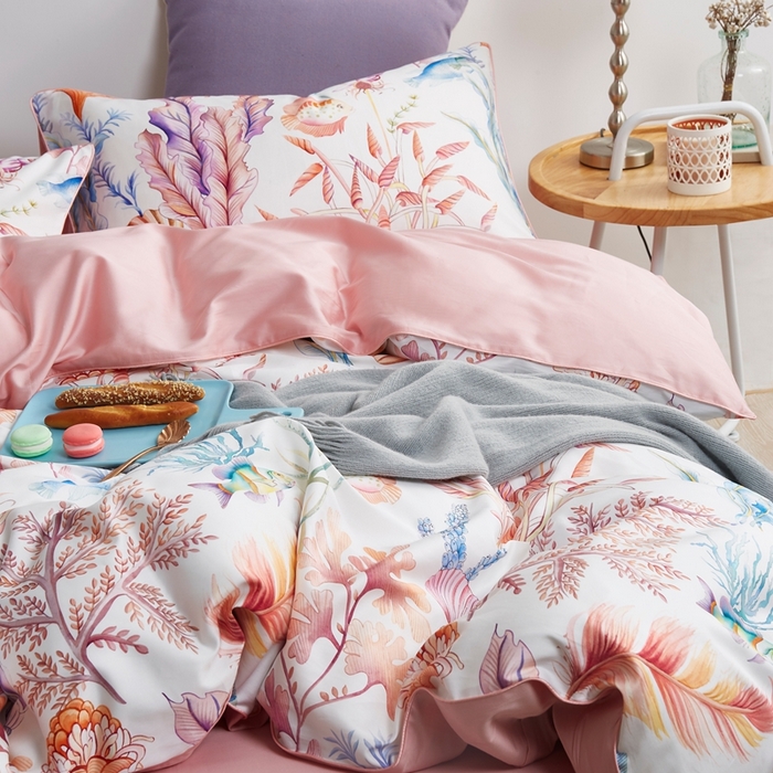 91家纺网 家纺一手货源 找家纺 优然居家纺 2025新款60支数码印花麻绳款四件套 海洋日记