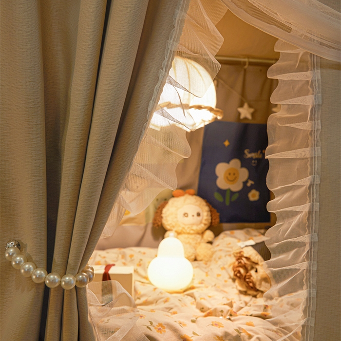 91家纺网 家纺一手货源 找家纺 飞轮海蚊帐 2025新款雪尼尔花边款遮光学生蚊帐-XF-2 XF-2香槟