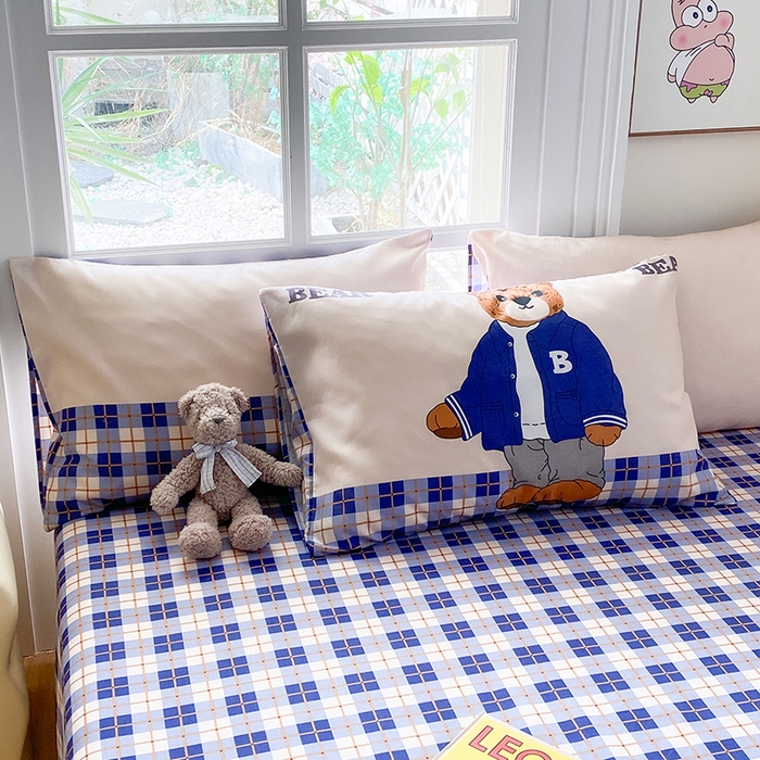 91家纺网 家纺一手货源 找家纺 友承家纺 2025新款芦荟棉亲肤四件套 熊先生