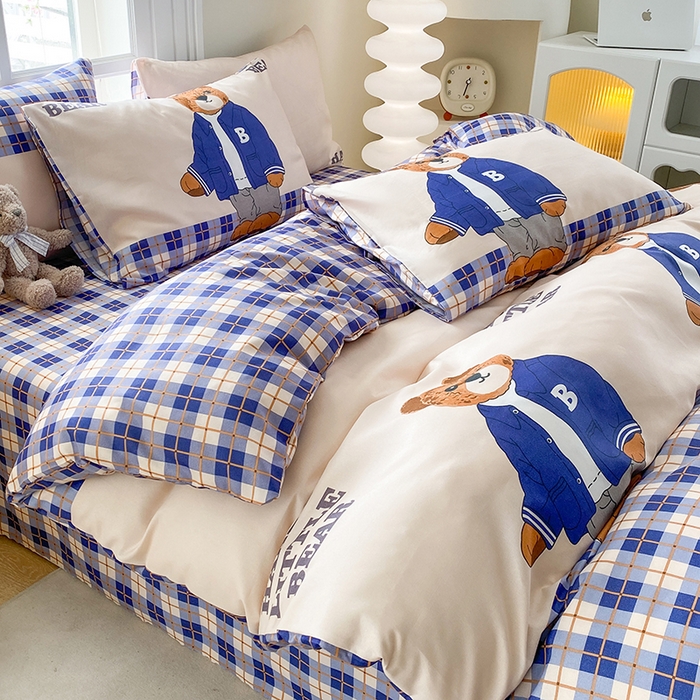 91家纺网 家纺一手货源 找家纺 友承家纺 2025新款芦荟棉亲肤四件套 熊先生