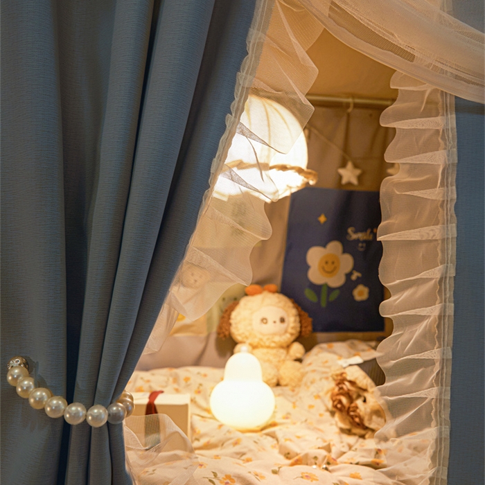 91家纺网 家纺一手货源 找家纺 飞轮海蚊帐 2025新款雪尼尔花边款遮光学生蚊帐-XF-2 XF-2蓝灰