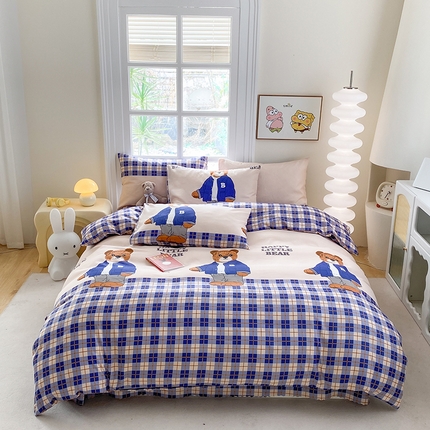 友承家纺 2025新款芦荟棉亲肤四件套 熊先生