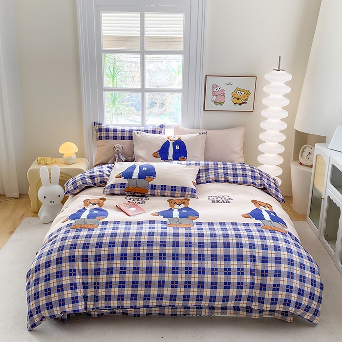 91家纺网 家纺一手货源 找家纺 友承家纺 2025新款芦荟棉亲肤四件套 熊先生