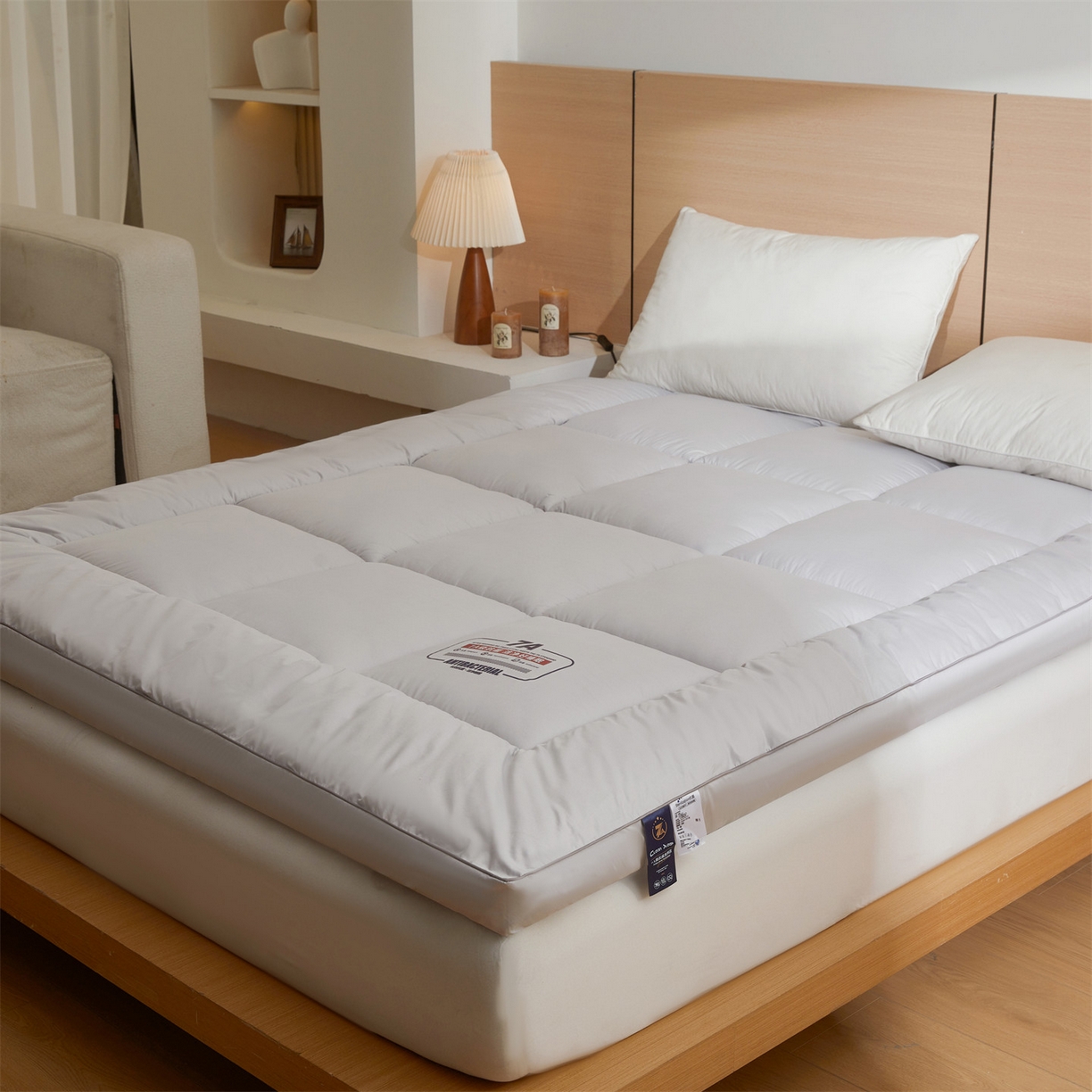 91家纺网 家纺一手货源 找家纺 招财星2店仓储 2025新款酒店床垫学生宿舍单人床褥超厚榻榻米垫子不塌陷带质检报告买家秀 7A抗菌床垫-星辰灰