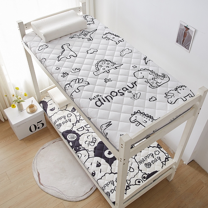 91家纺网 家纺一手货源 找家纺 暖季家纺 2025新款磨毛印花亲肤学生床垫 素描恐龙