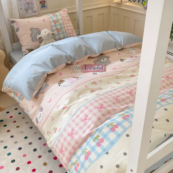 91家纺网 家纺一手货源 找家纺 吉象家纺 2025新款12868高支密全棉印花学生季三件套 洋气柯基崽