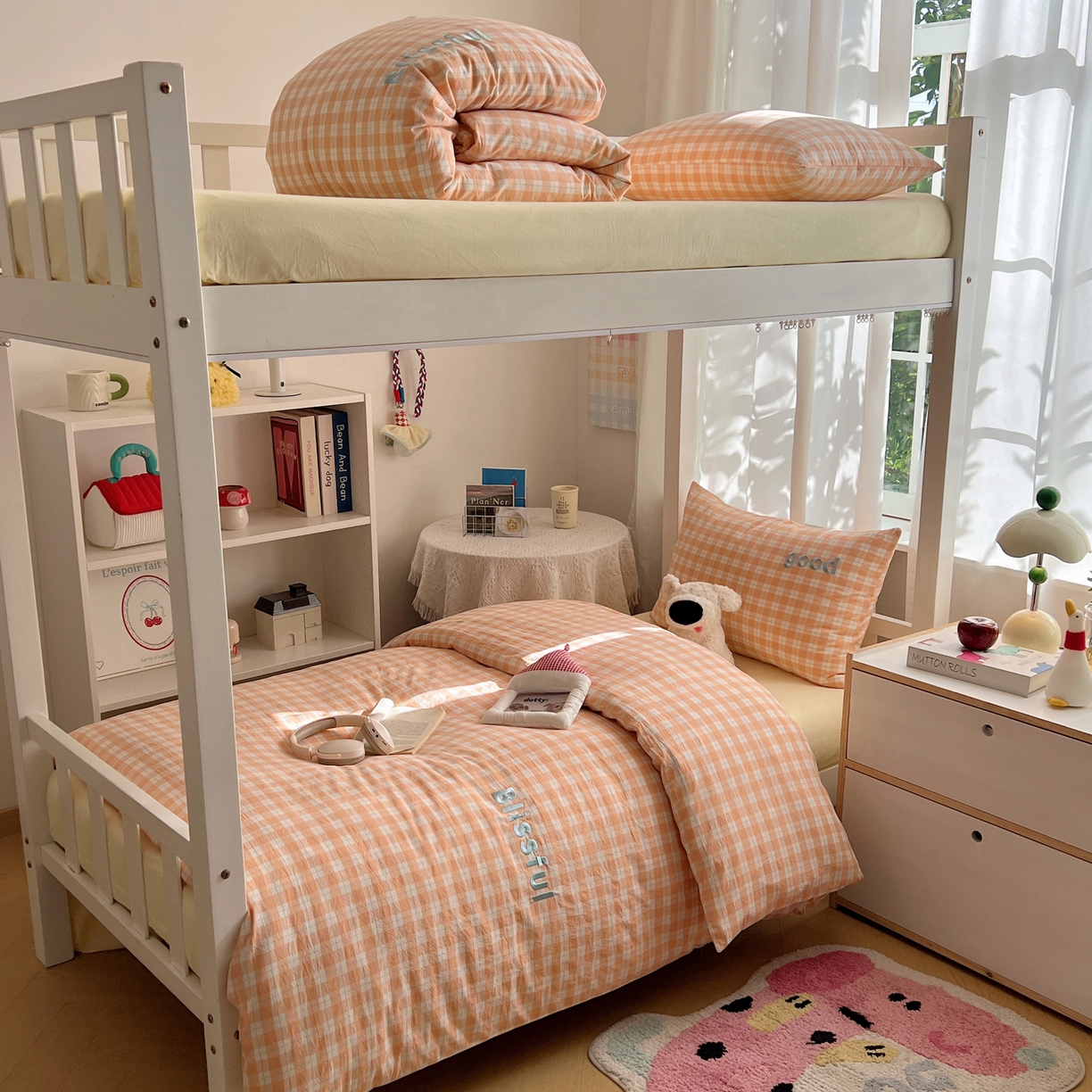 91家纺网 家纺一手货源 找家纺 丽涵家纺 2025新款色织水洗棉刺绣学生三件套 尚格-橘