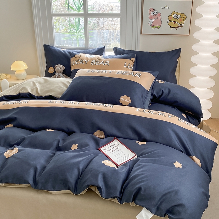 91家纺网 家纺一手货源 找家纺 友承家纺 2025新款芦荟棉亲肤四件套 熊宝