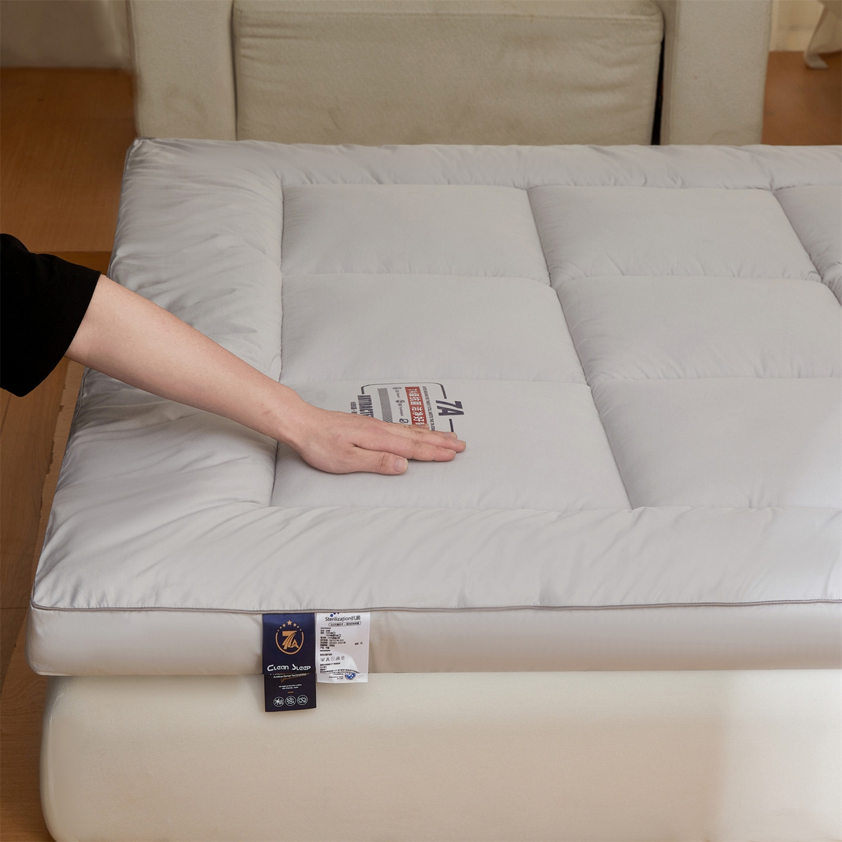 91家纺网 家纺一手货源 找家纺 招财星2店仓储 2025新款酒店床垫学生宿舍单人床褥超厚榻榻米垫子不塌陷带质检报告买家秀 7A抗菌床垫-星辰灰