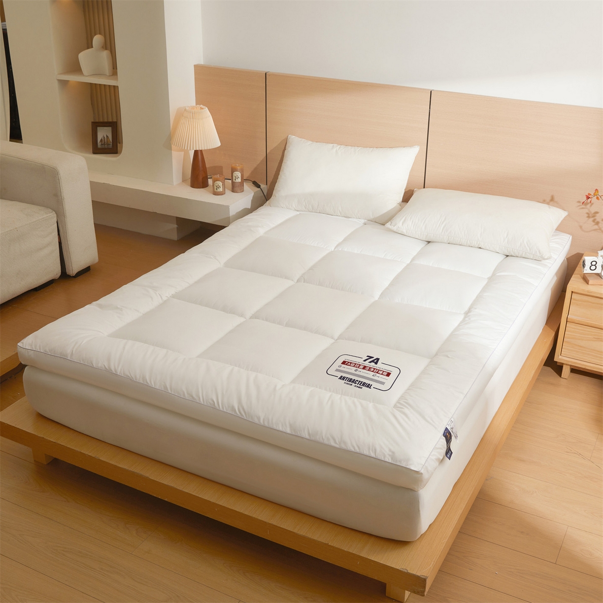 91家纺网 家纺一手货源 找家纺 招财星2店仓储 2025新款酒店床垫学生宿舍单人床褥超厚榻榻米垫子不塌陷带质检报告买家秀 7A抗菌床垫-珍珠白