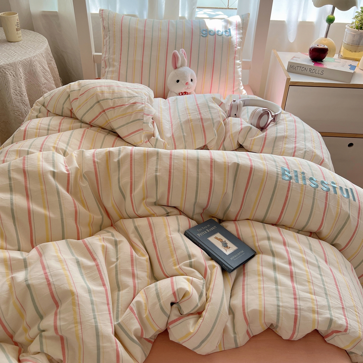 91家纺网 家纺一手货源 找家纺 （总）丽涵家纺 2025新款色织水洗棉刺绣学生三件套