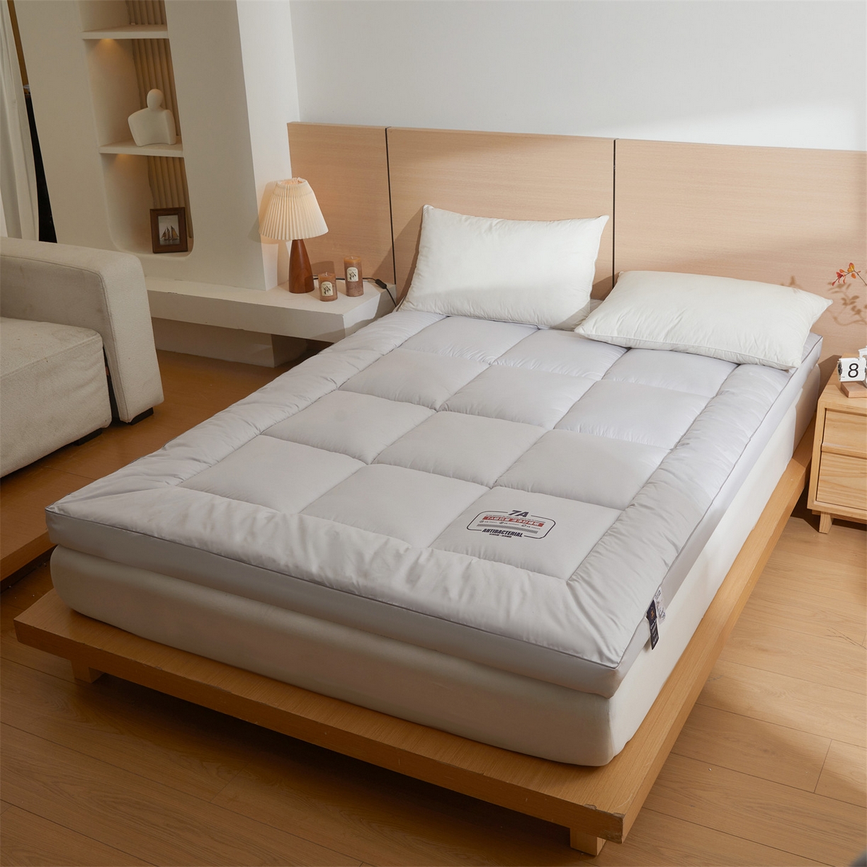 91家纺网 家纺一手货源 找家纺 招财星2店仓储 2025新款酒店床垫学生宿舍单人床褥超厚榻榻米垫子不塌陷带质检报告买家秀 7A抗菌床垫-星辰灰