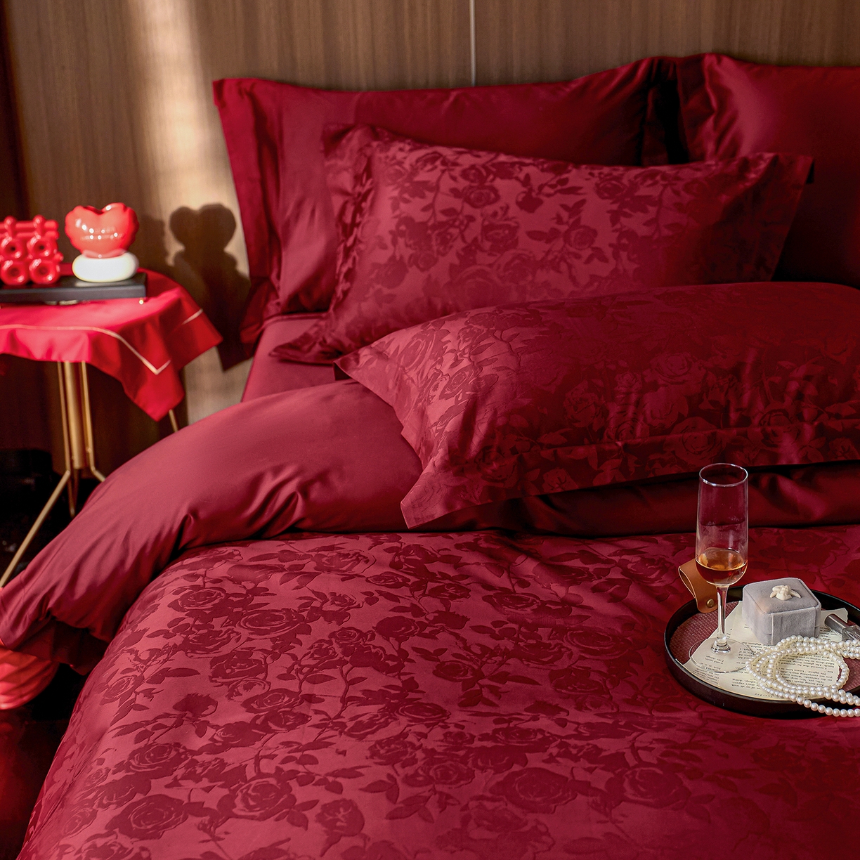 91家纺网 家纺一手货源 找家纺 （总）轩和家居 2025新款50S长绒棉贡缎提花婚庆四件套（优惠劵之后不低于298）