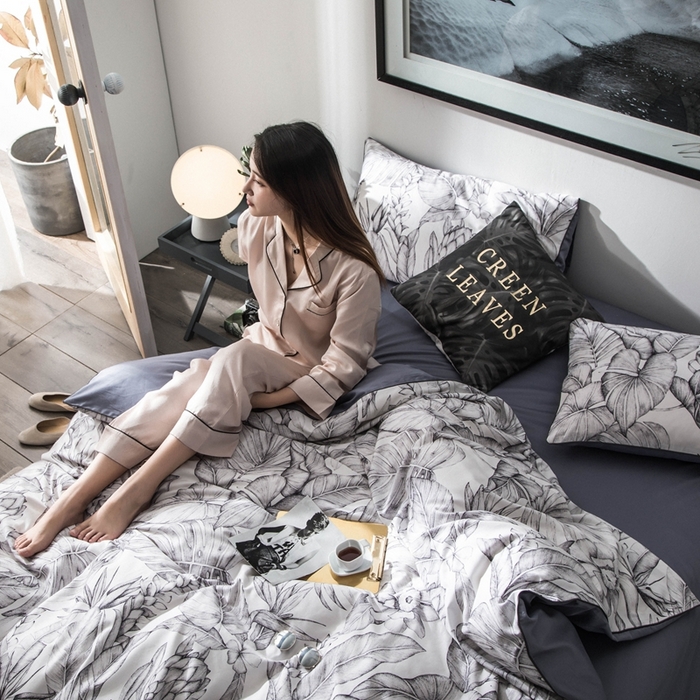 91家纺网 家纺一手货源 找家纺 优然居家纺 2025新款60支数码印花麻绳款四件套 丛林灰