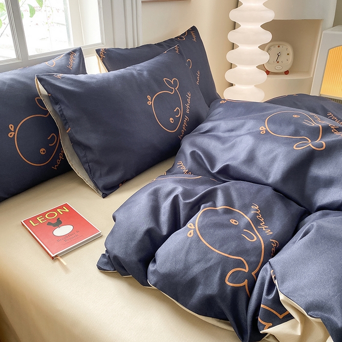 91家纺网 家纺一手货源 找家纺 友承家纺 2025新款芦荟棉亲肤四件套 蓝鲸