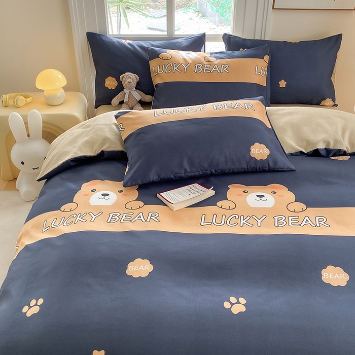 91家纺网 家纺一手货源 找家纺 友承家纺 2025新款芦荟棉亲肤四件套 熊宝