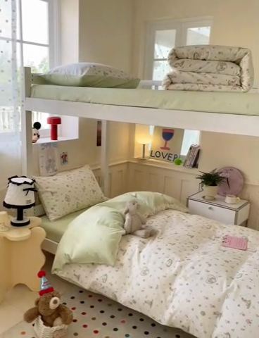 91家纺网 家纺一手货源 找家纺 吉象家纺 2025新款12868高支密全棉印花学生季三件套 蘑菇小兔