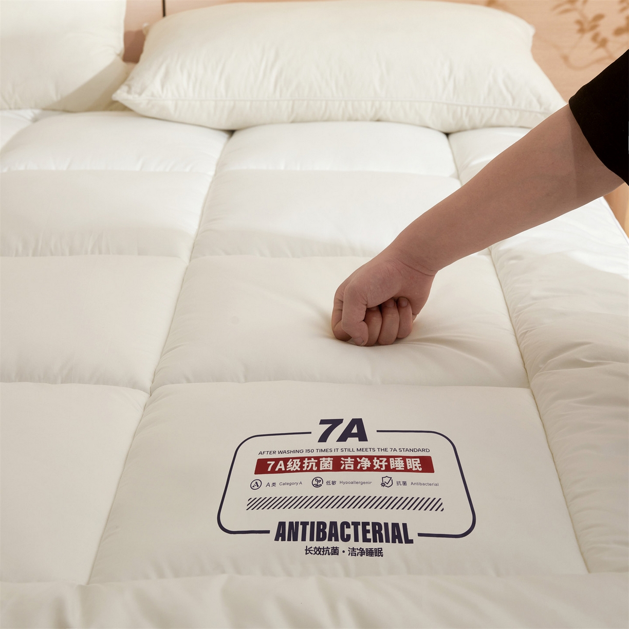 91家纺网 家纺一手货源 找家纺 招财星2店仓储 2025新款酒店床垫学生宿舍单人床褥超厚榻榻米垫子不塌陷带质检报告买家秀 7A抗菌床垫-珍珠白